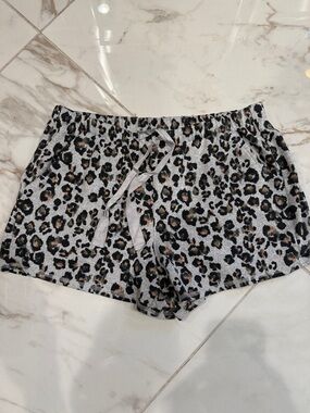 LOFT Leopard Print Knit Pajama Shorts in Gray, Black, Tan
